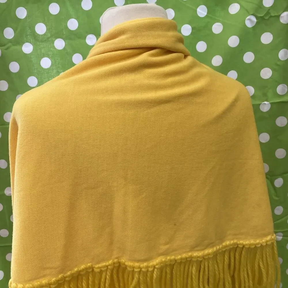 Sally Gee 100% Acrylic Fibre Japan Bright Yellow Scarf vintage K18